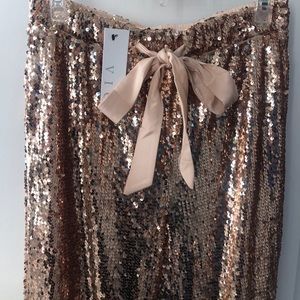 Vici pocketed sequin crop pants - rose gold